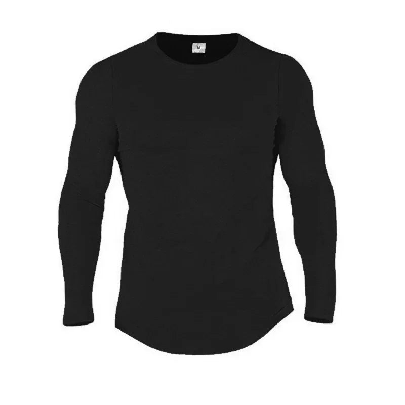 Cotton Breathable Long Sleeve Gym Shirt for Men Slim Fit Workout Tee