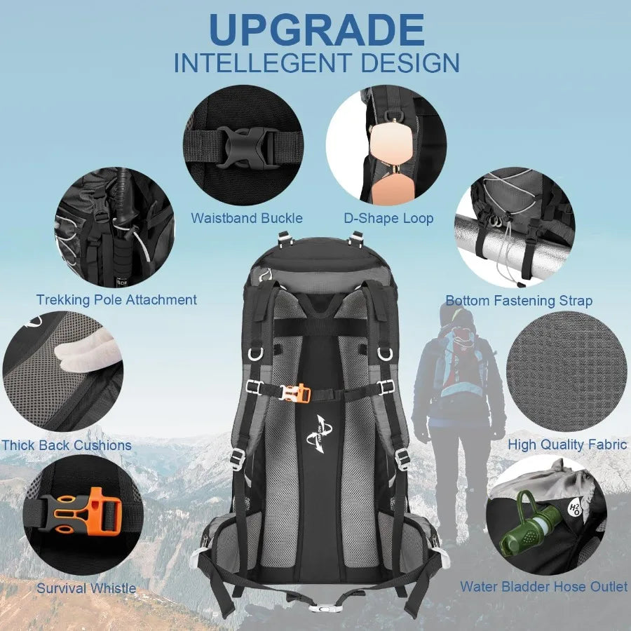 60L Hiking Backpack Water Resistant Camping Daypack