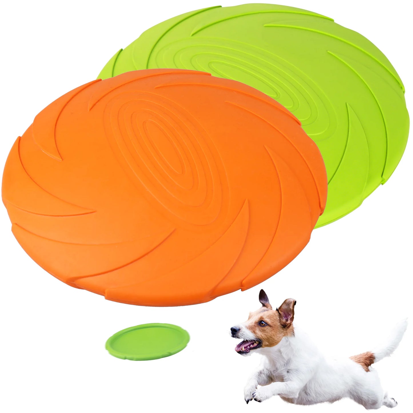 Dog Flying Disc 2 Pack 7 Inch Durable Natural Rubber Floating Flying Saucer for Water Pool Beach Orange