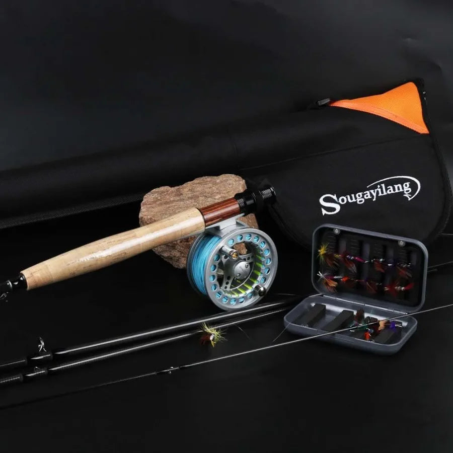 Saltwater Freshwater Fly Rod With Reel Combo Kit Lightweight High Sensitivity