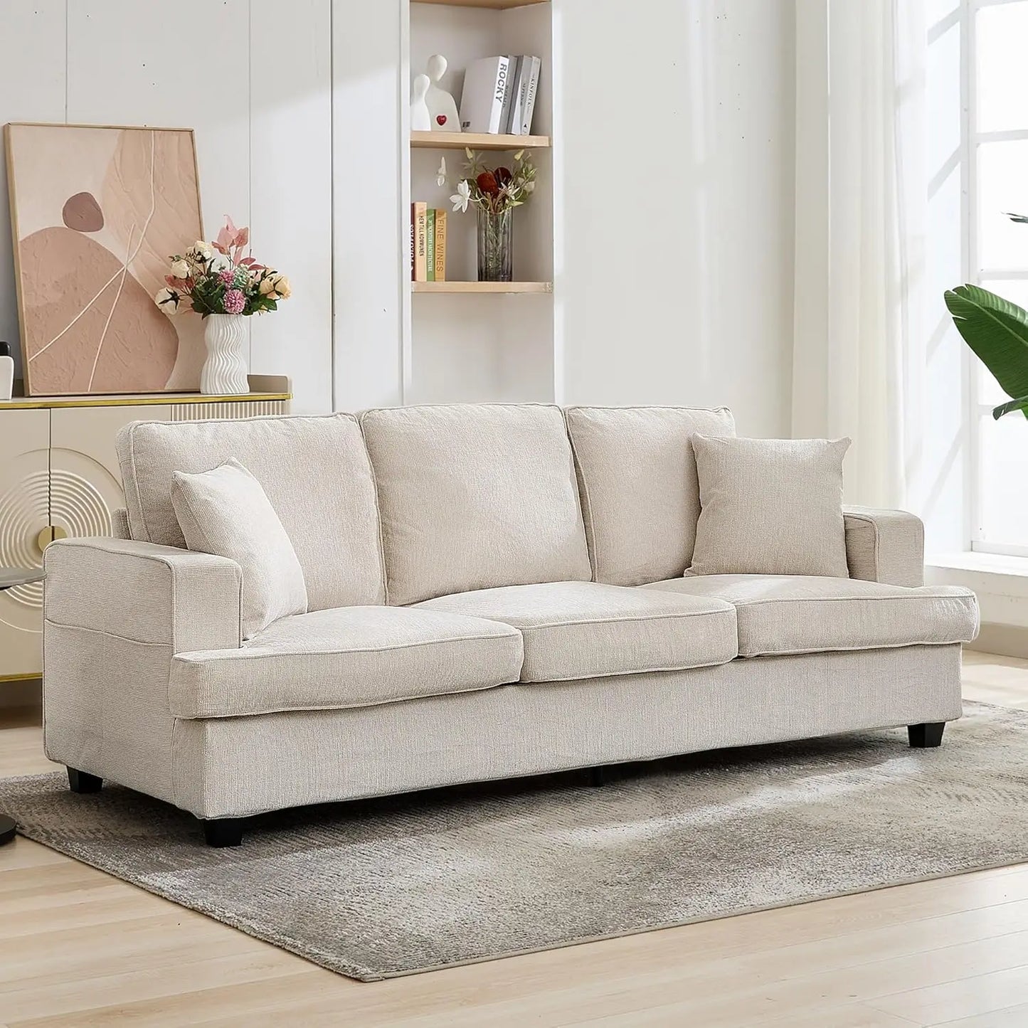 Cloud Couch 89 Inch Chenile With Deep Seats Modern 3 Seater