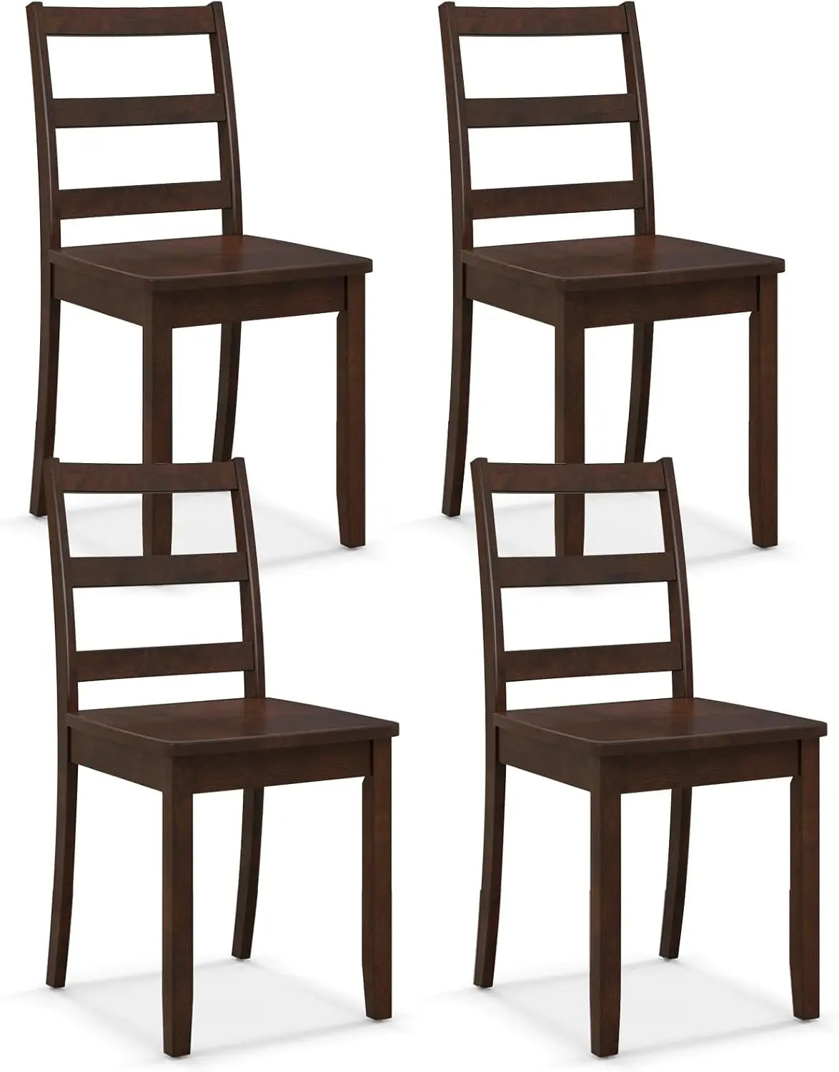 White Farmhouse Wooden Ladder Back Dining Chairs Set Of 4