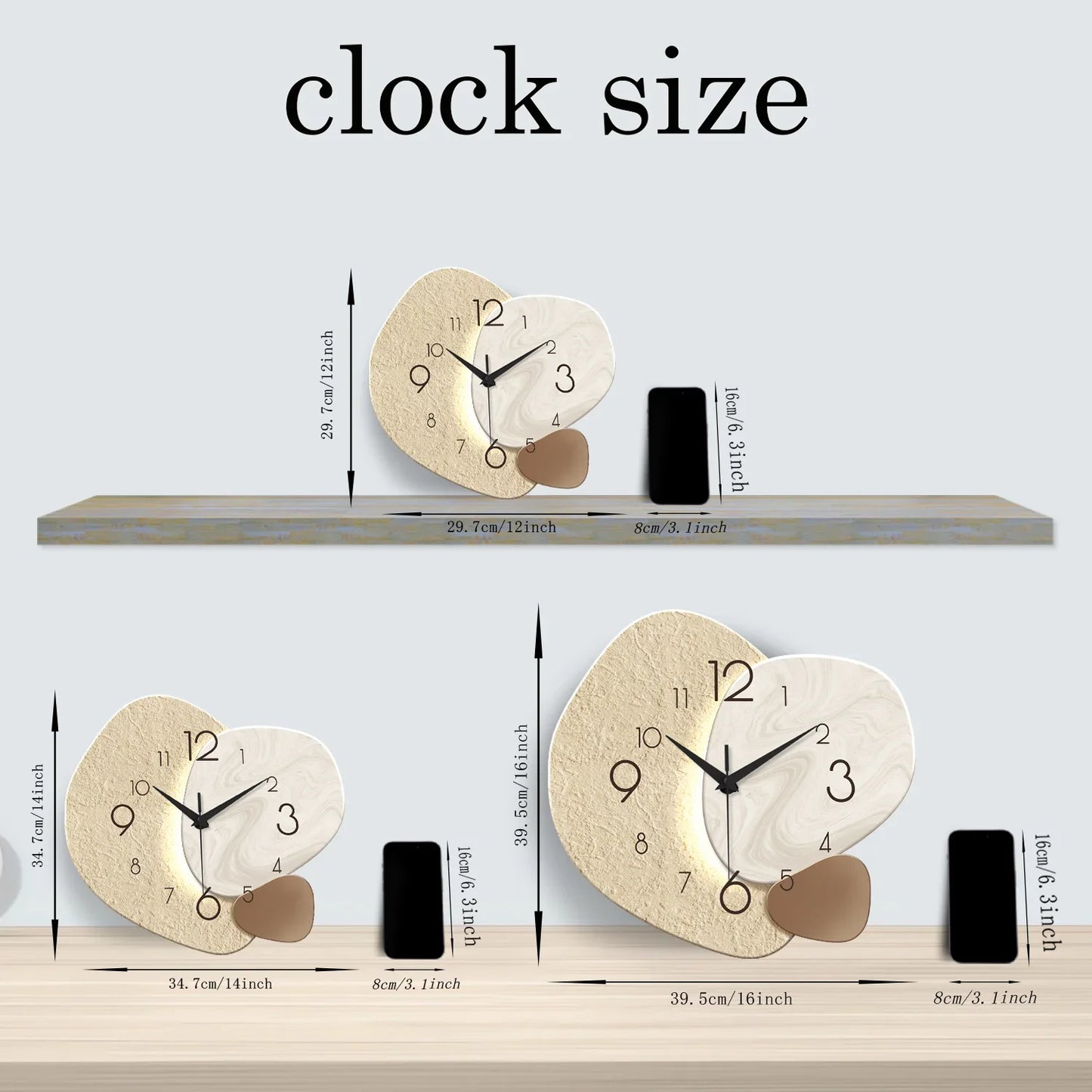 Modern Simple Wall Clock Silent Quartz No Battery Included