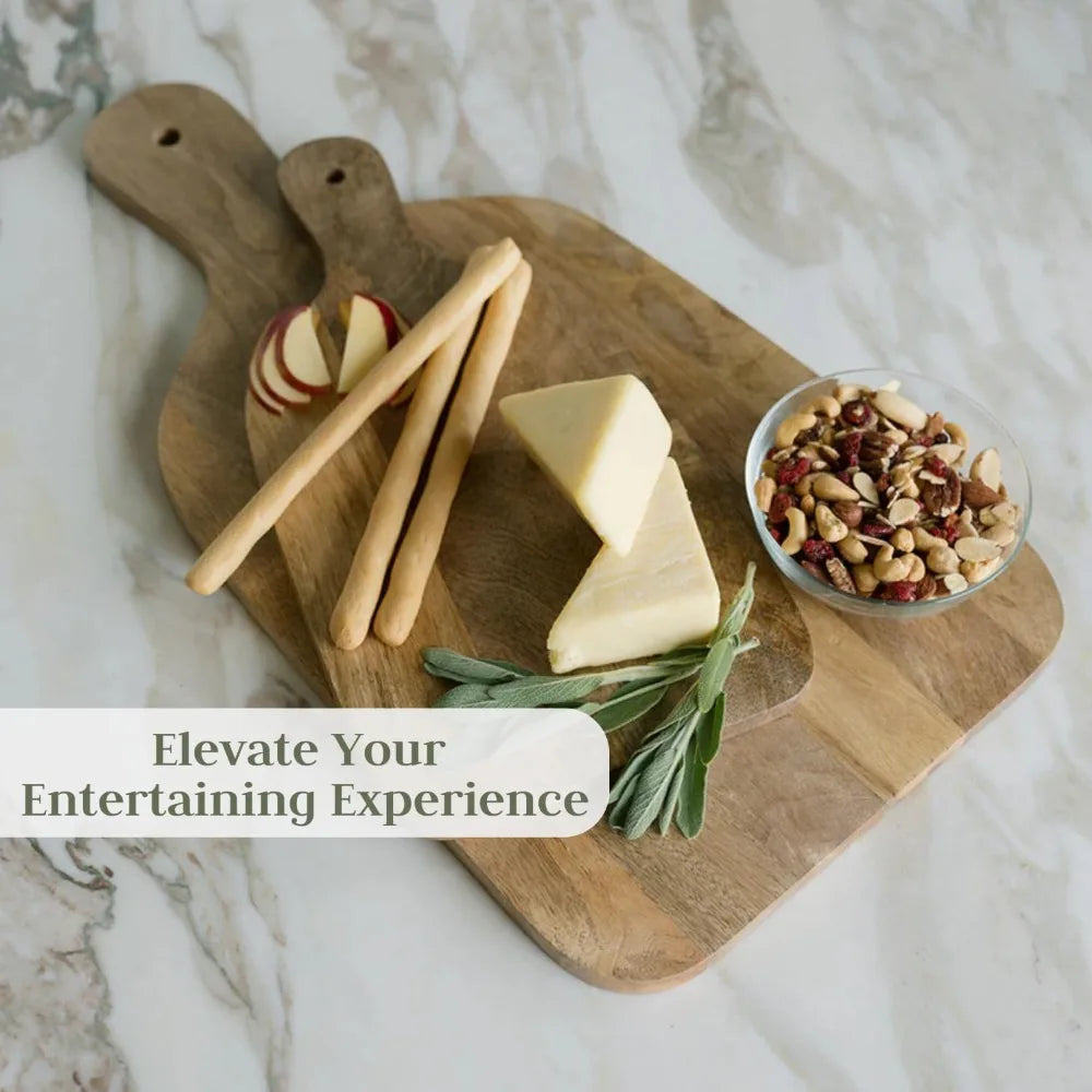 Wood Cutting Board 17x19 Mango Wood with Handle for Serving and Chopping