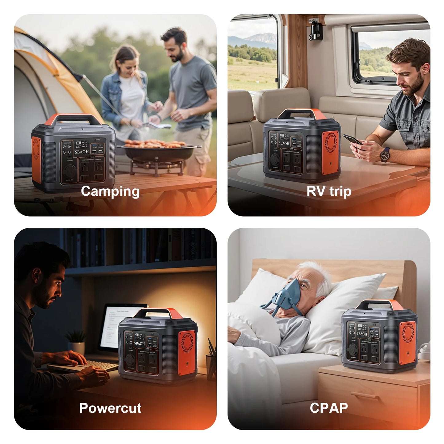 SBAOH P302 Portable Power Station 296Wh 300W Solar Generator With AC Outlet Lithium Battery For Camping Outdoor RV