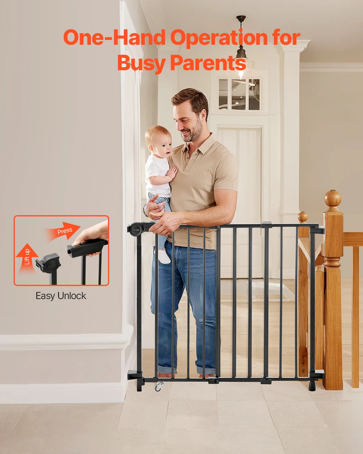 SucceBuy Adjustable Baby Gate 29.5 To 43 Inches Wide 28 Inches High No Threshold