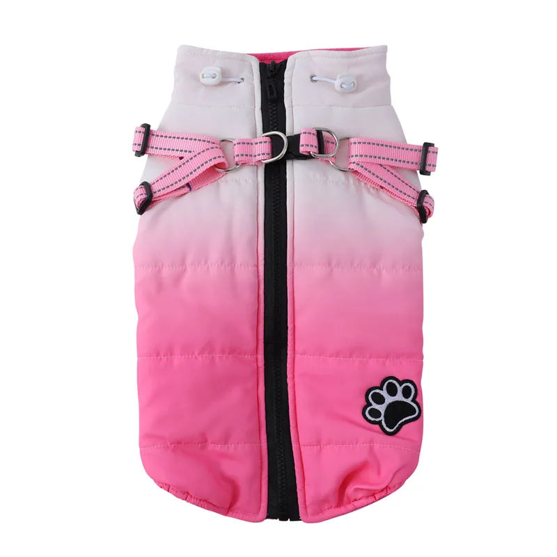 Winter Dog Jacket With Harness Zipper For All Breeds Coat