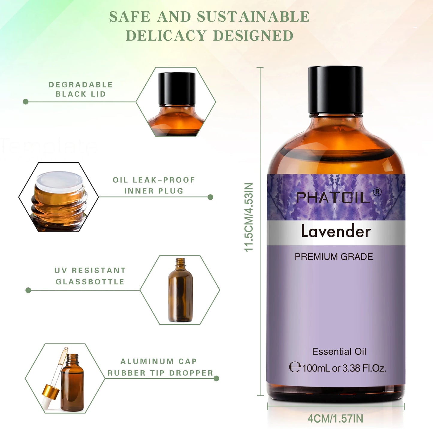 Phatoil 100ml Essential Oil For Diffuser Lavender Jasmine Vanilla Eucalyptus
