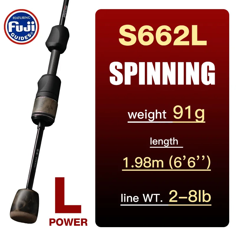 Seasir Stream Spinning Baitcasting Rod Ultralight Carbon Wood Handle Fuji 1-10g