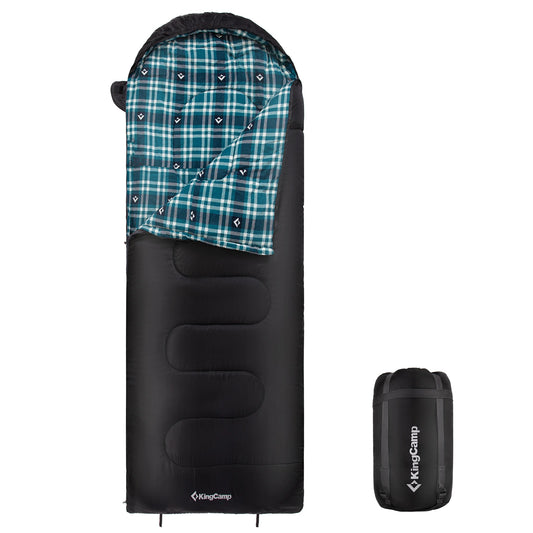 KingCamp Envelope Hooded Sleeping Bag, Cold Weather Ultralight Sleeping Bag With Compression Sack For Backpacking, Camping