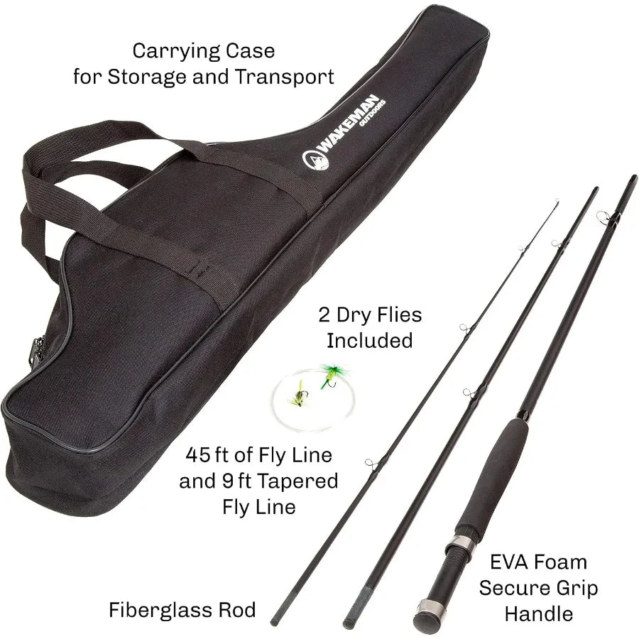 Fly Fishing Rod And Reel Combo With Carry Case Flies