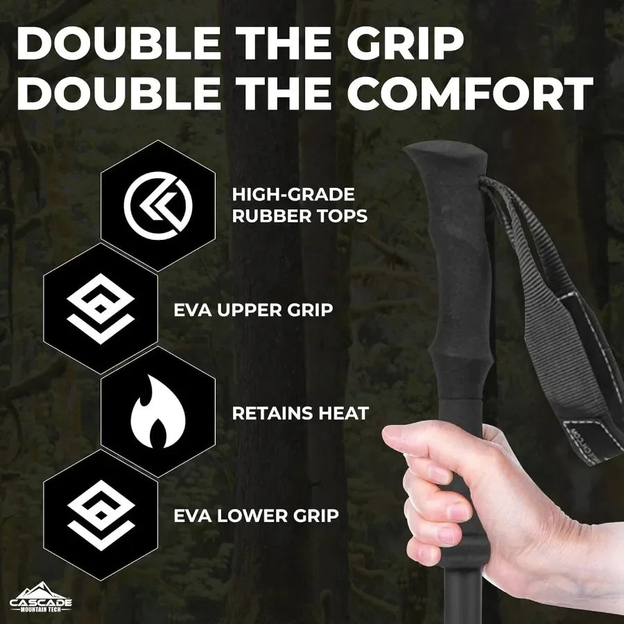 Trekking Poles Carbon Fiber Walking Hiking Sticks With Quick Adjustable Locks