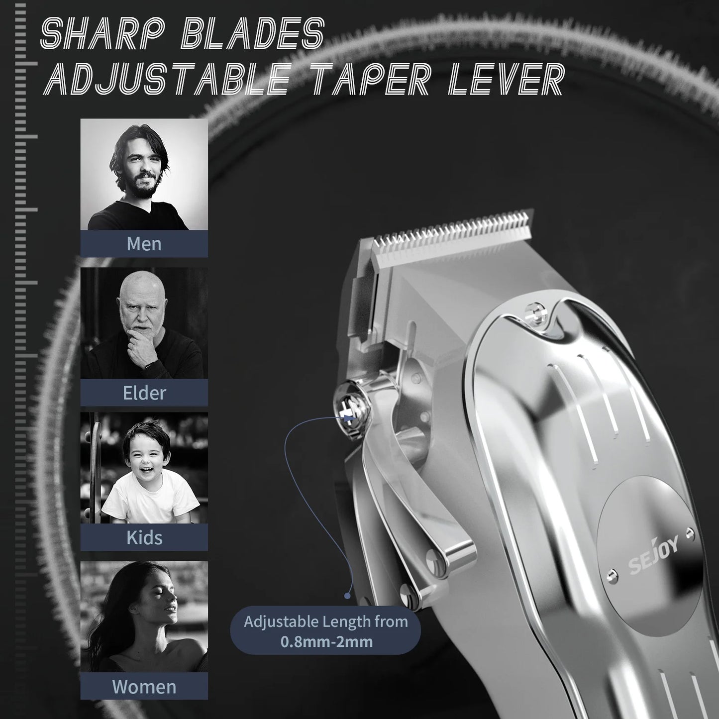 Sejoy Professional Hair Clipper Set Cordless Rechargeable For Men Barber