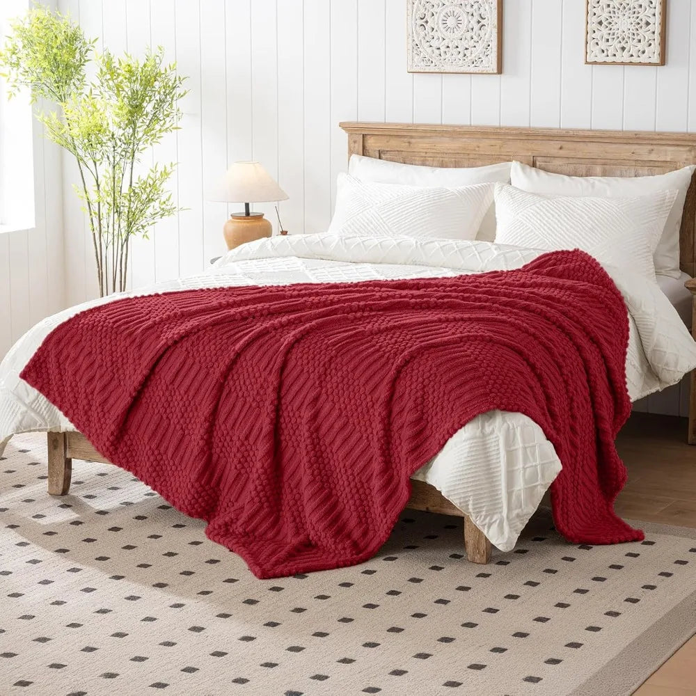 Red Fleece Throw Blanket 50x70 Inch Plush Cozy For Sofa Living Room