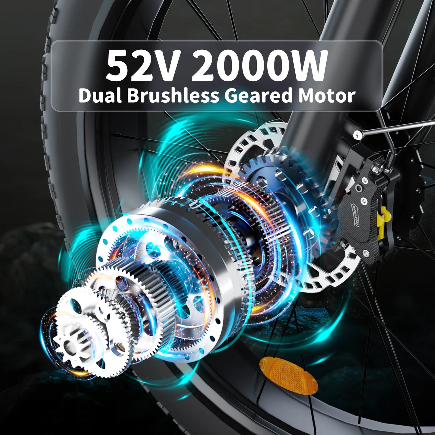 Moobelo V1 52V 2000W Dual Motor Fat Tire Electric Bicycle 26 Inch Snow Bike 7 Speed Suspension for Adults Commuter