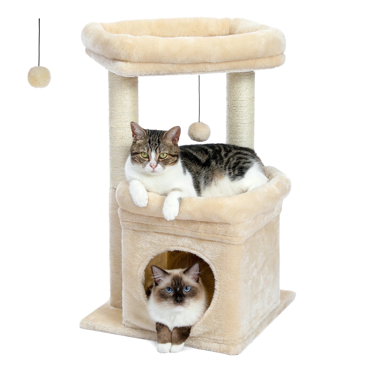Cat Tree Tower With Cozy Condo And Wide Top Perch Sisal Posts For Indoor Cats
