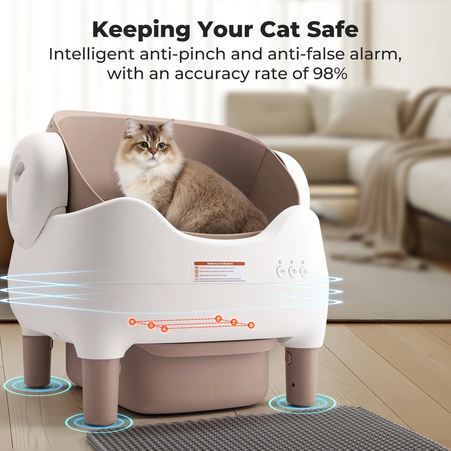 Self Cleaning Litter Box Auto Cat App Odor Free Open Top