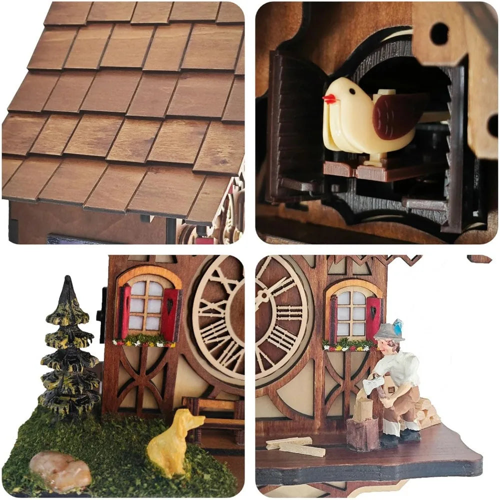 Cuckoo Clock For Wall Art Black Forest Antique With 12 Melodies Night Mode