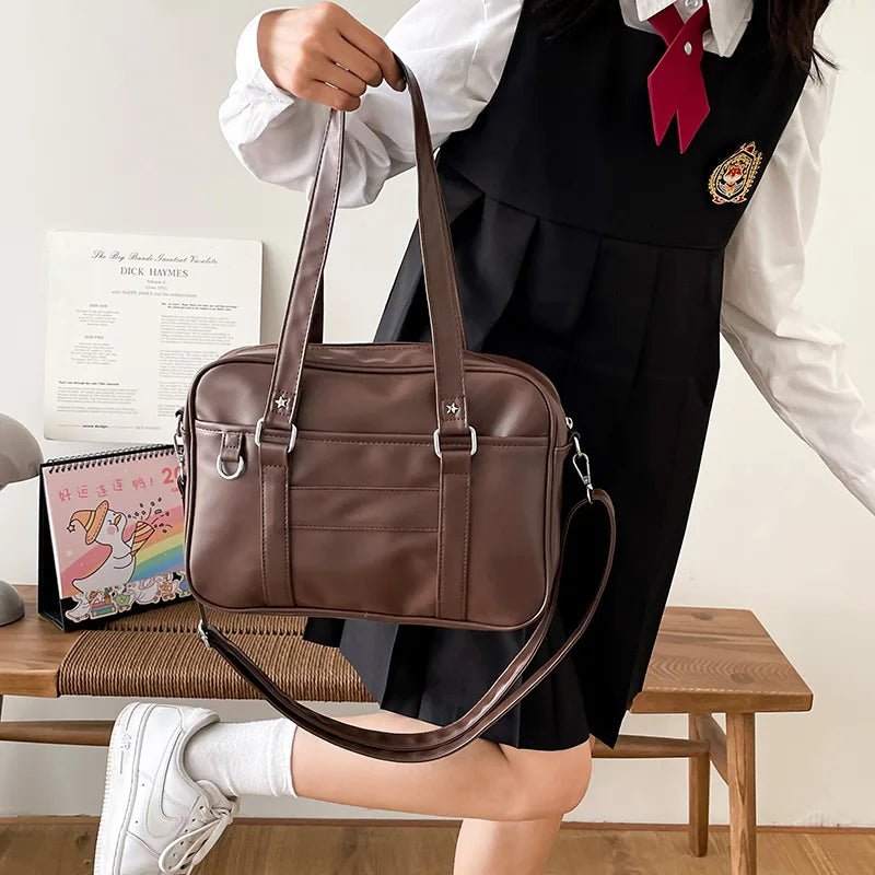 Japanese Style JK Bag For Women High School Uniform PU Leather Shoulder Bag Simple Crossbody Itabag