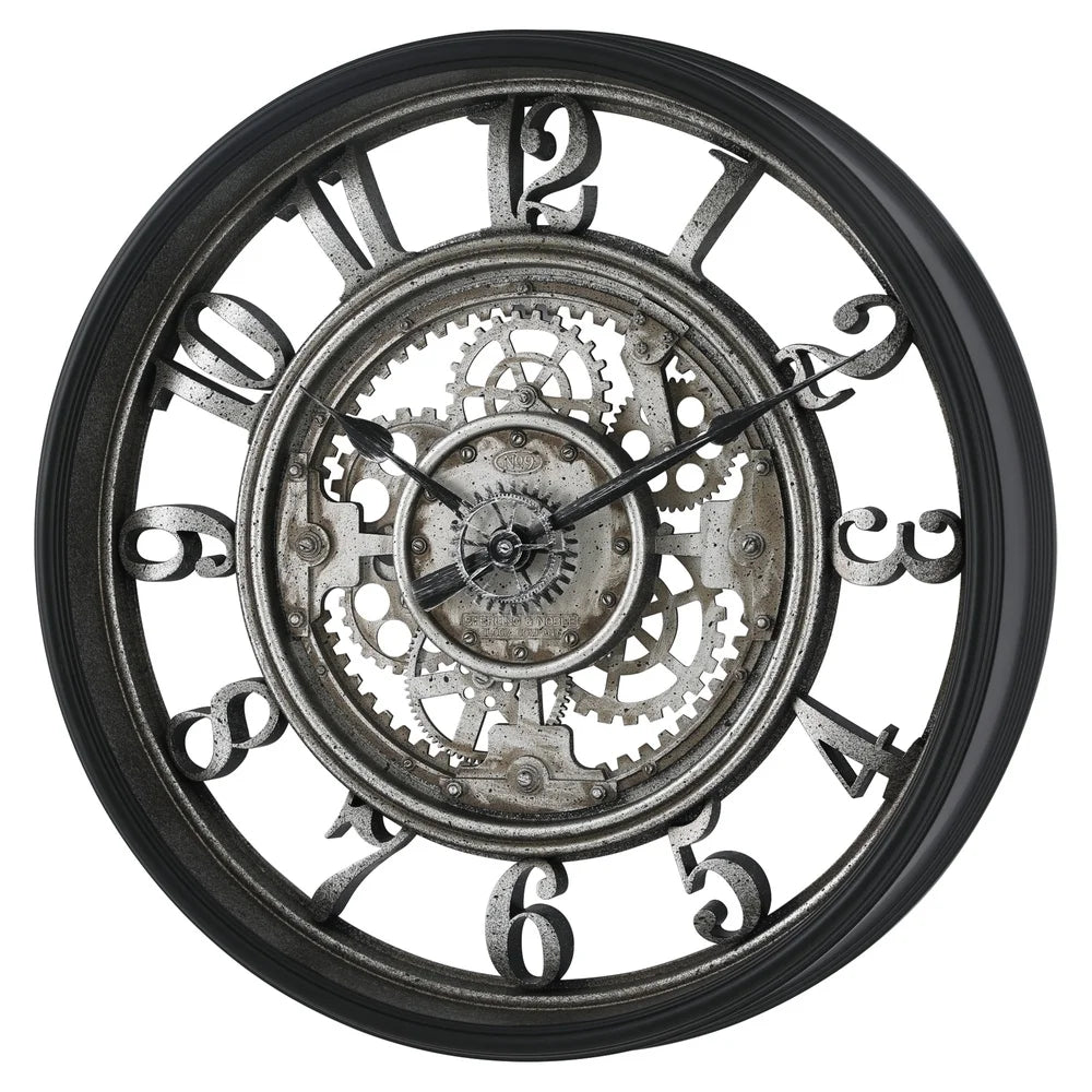 20 Inch Rustic Gear Analog Wall Clock Steampunk Quartz