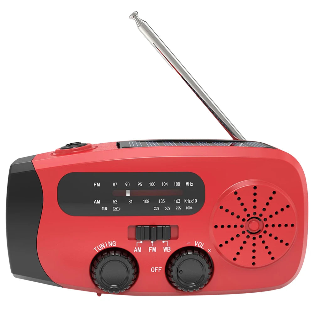 Portable Solar Hand Crank Radio With LED Lights USB Charger