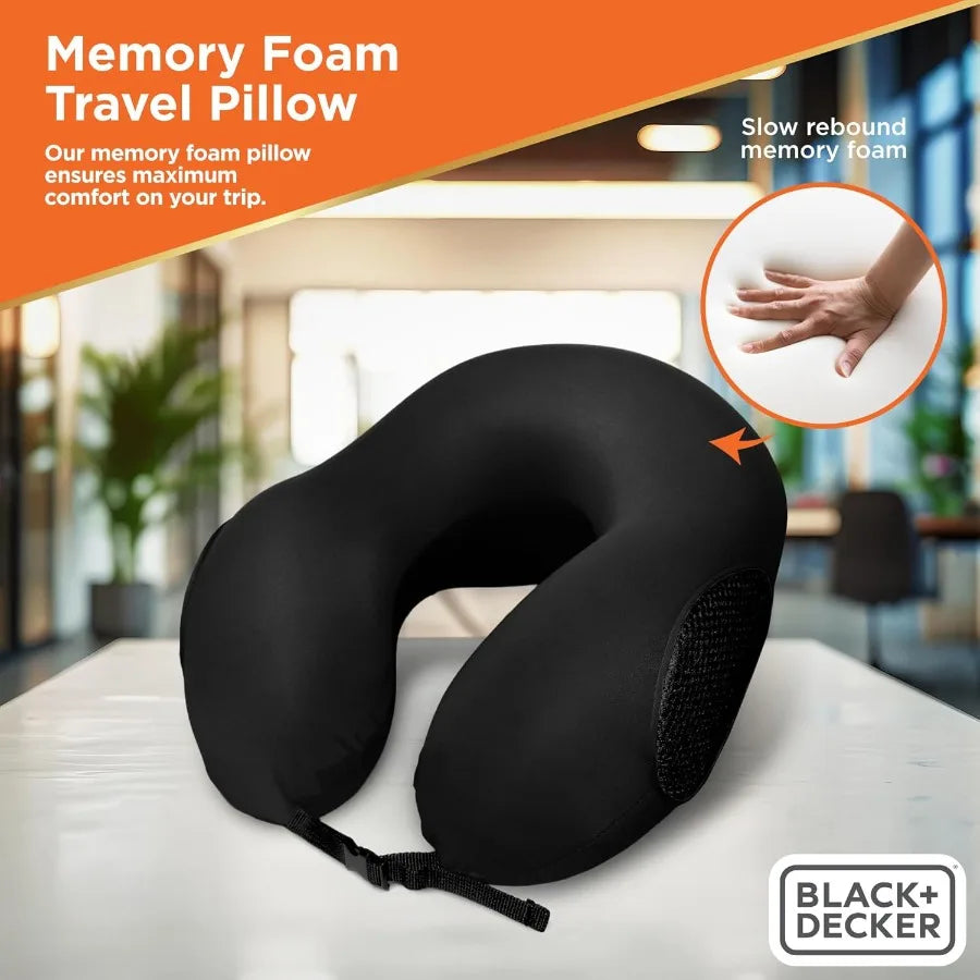 Remo Memory Foam Travel Neck Pillow With Ice Silk Cooling Fabric For Plane Car Train Ergonomic Neck Support