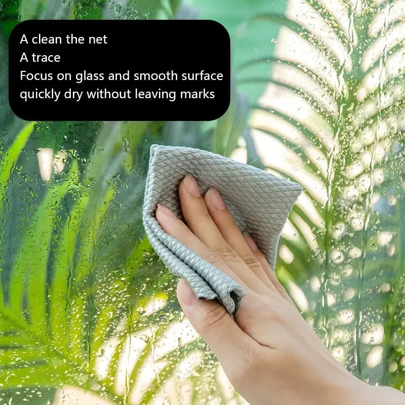 Five Pieces Microfiber Fish Scale Dishcloths Absorbent For Kitchen And Glass