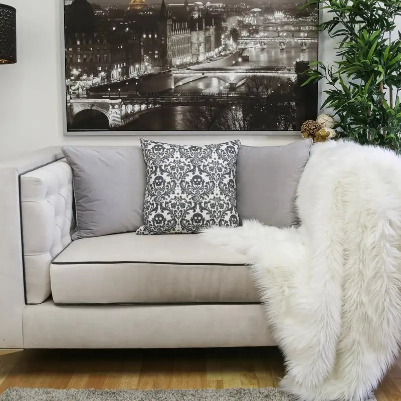 Black And White Skull Throw Pillow Day Of The Dead Decorative Cushion For Sofa