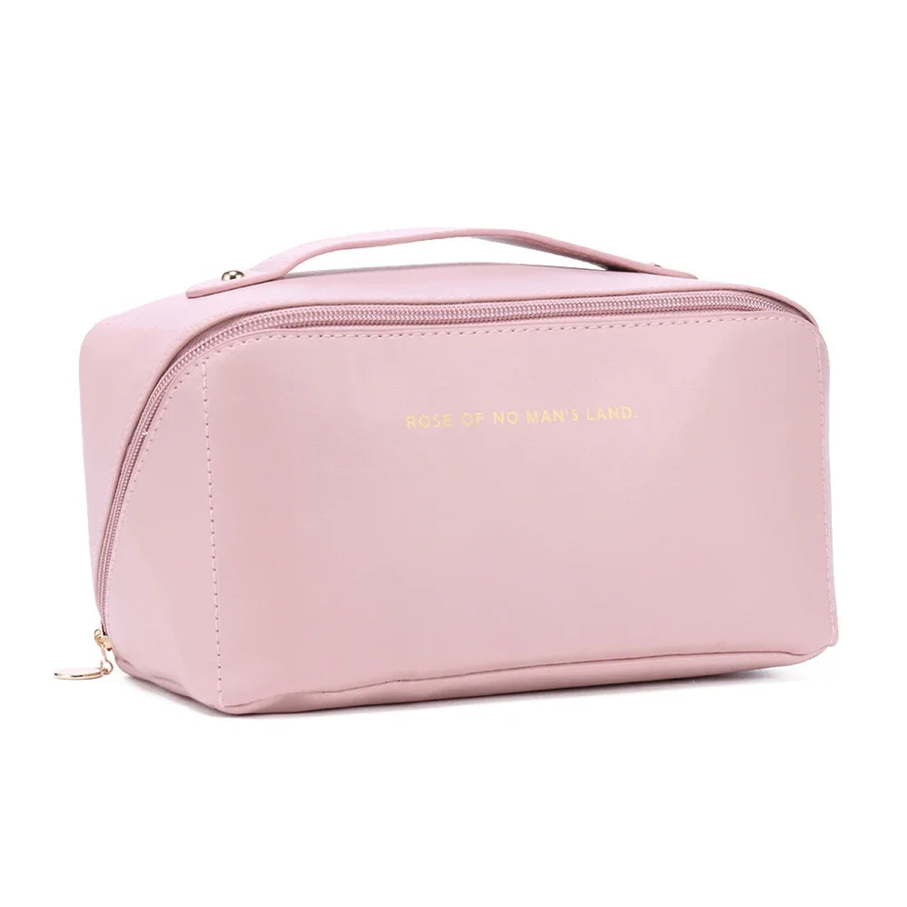 Women Large Capacity Leather Cosmetic Bag Travel Organizer