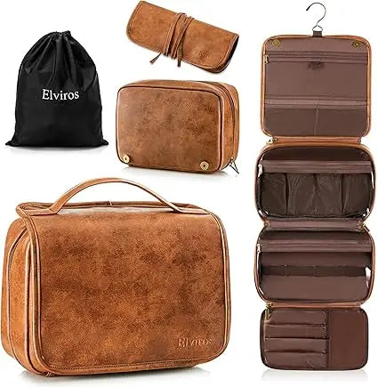 Elviros Hanging Toiletry Bag For Men 3 In 1 Dopp Kit