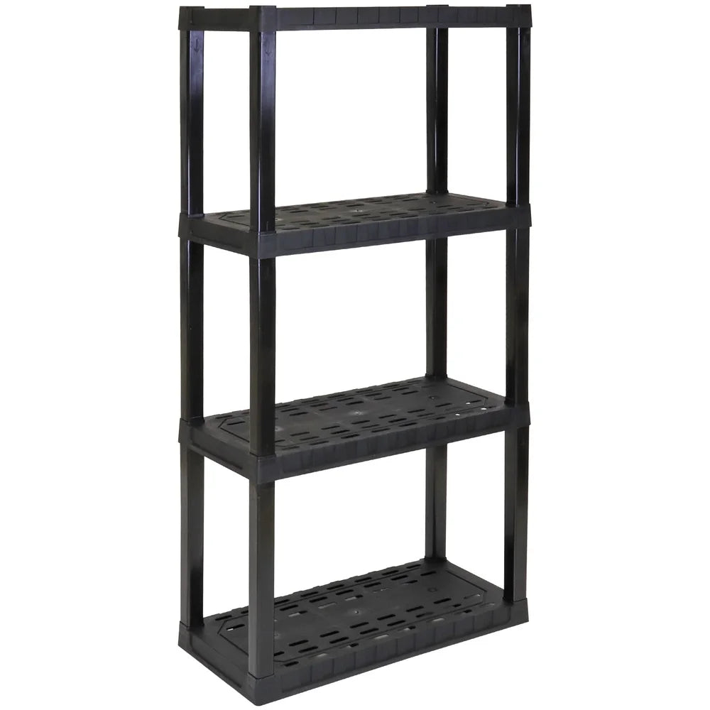 Heavy Duty Plastic Garage Storage Shelf 4 Tier Tool Free Assembly 400 Lb