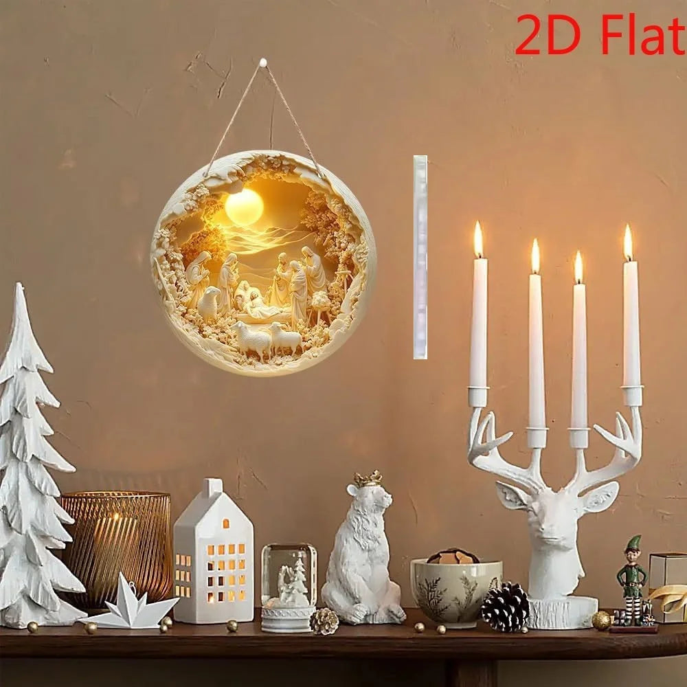 Bohemian Nativity Wall Hanging Floral Christmas Decor For Living Room Bedroom