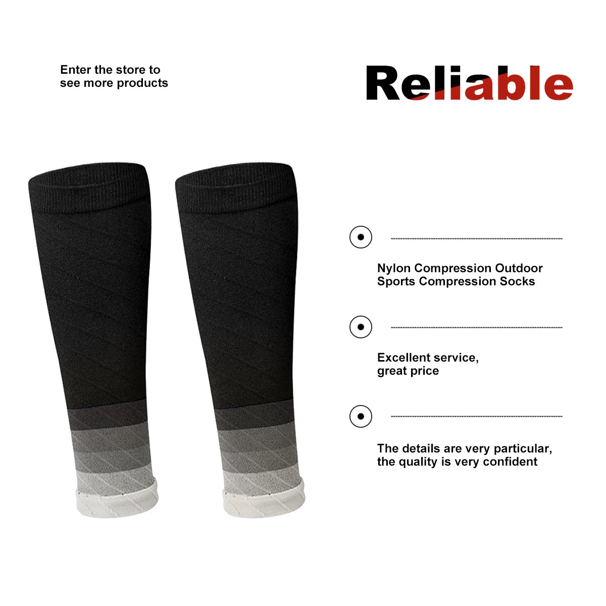 Compression Sports Socks Calf Support Night Running Nylon