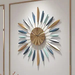 28 Inch Large Metal Wall Clock Silent Mid Century Decor For Living Room