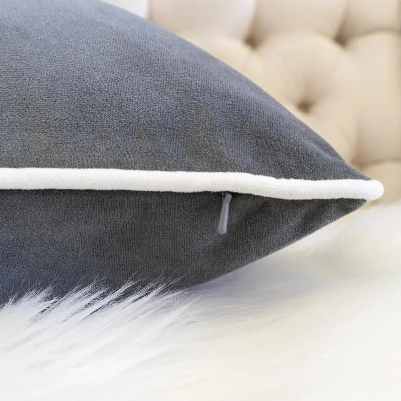 20x20 Gray Cotton Throw Pillow With Let It Snow Embroidery And Insert