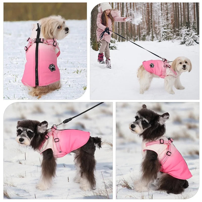 Winter Dog Jacket With Harness Zipper For All Breeds Coat