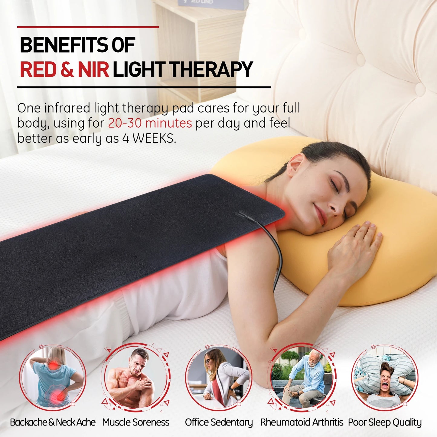 Red Light Therapy Heating Pad Infrared For Body Pain Relief