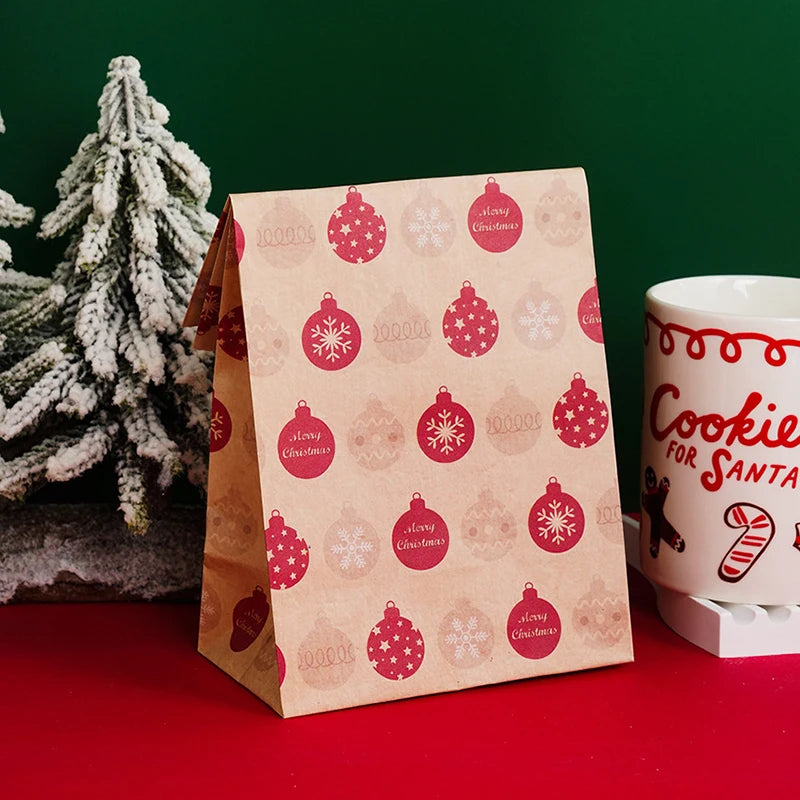 Kraft Paper Christmas Cookie Bags 5 Or 10 Pack Snack Packaging Bags