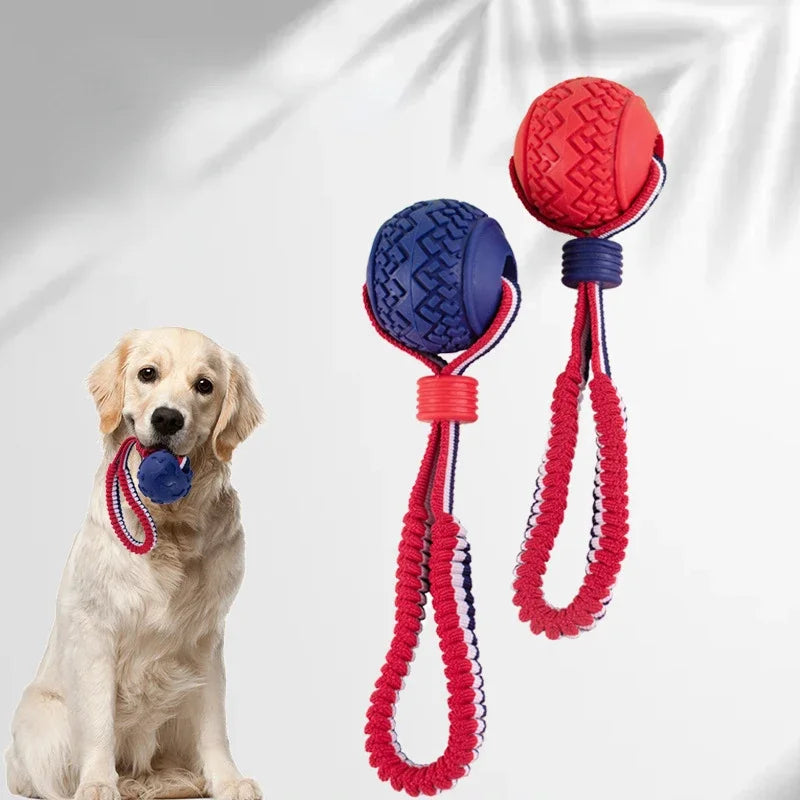 Interactive Training Rope Knot Dog Toy Ball for Puppies Chew Toy with String Molar Resistant Teeth Cleaning