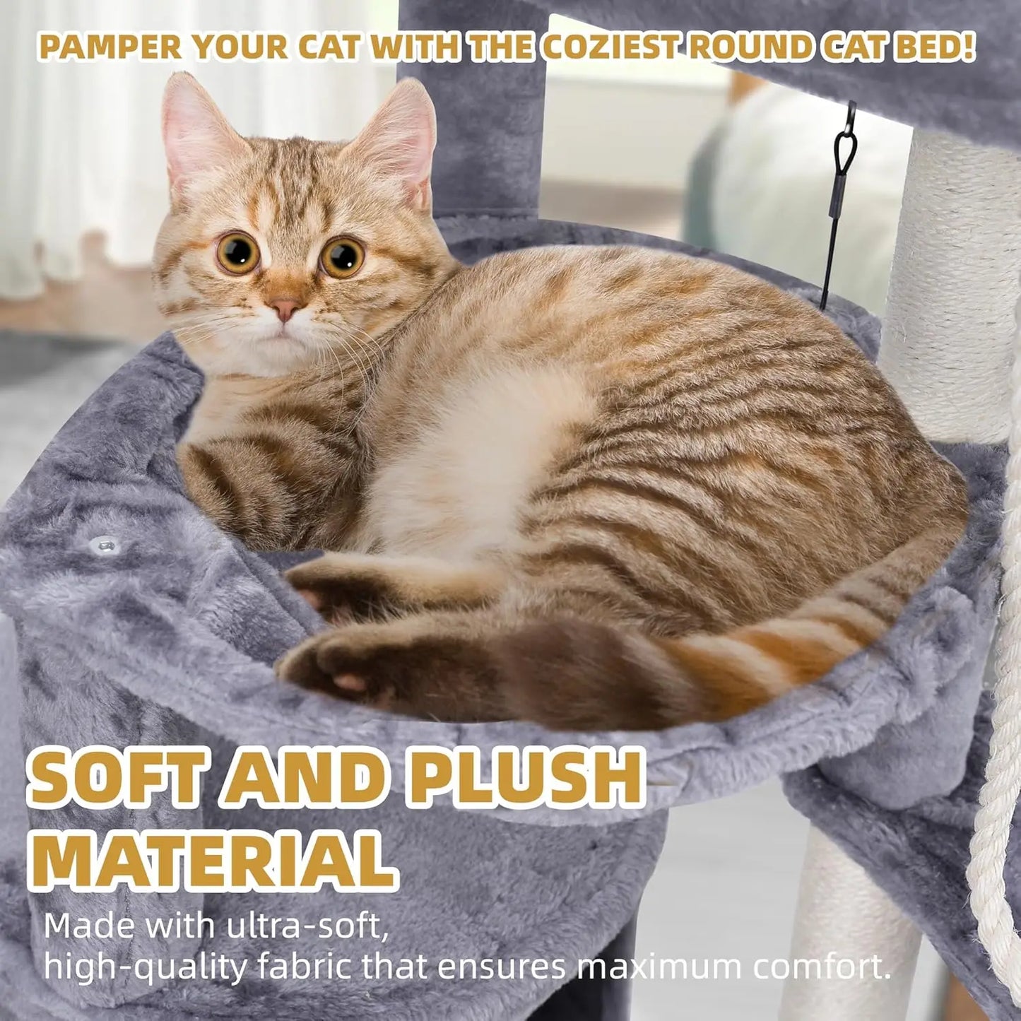 Xin Three Layer Cat Tree With Cat Condo And Two Hammocks Grey