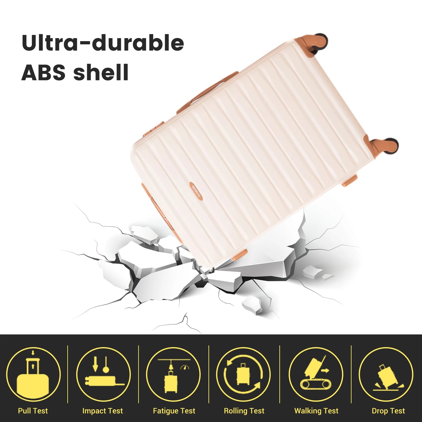 Travelhouse 3 Piece ABS Luggage Set With Spinner Wheels TSA