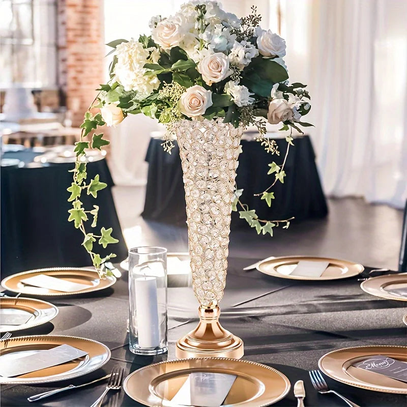 2 Crystal Vases 20 Inches High Centerpiece For Dining Tables Home Decor