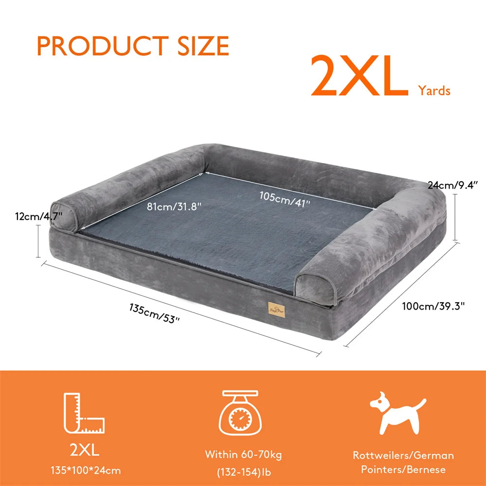 XXXL Calming Orthopedic Memory Foam Dog Bed With Waterproof Removable Cover And Plush Mat For Small To Large Dogs