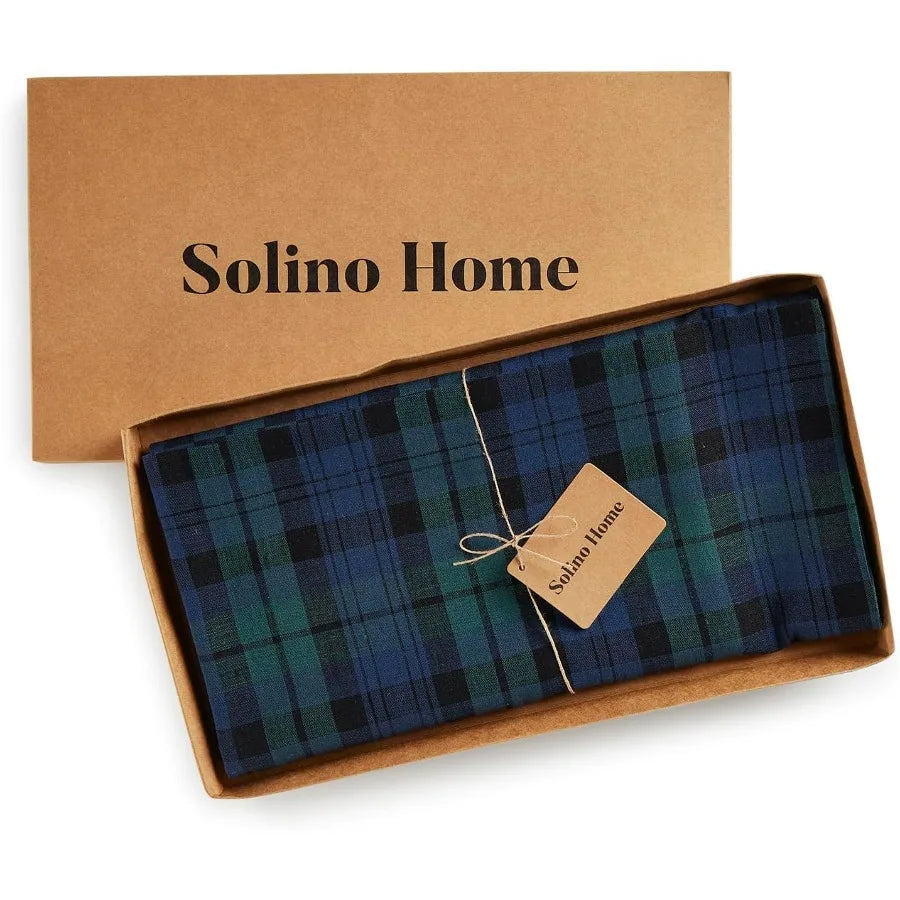 Linen Blackwatch Square Tablecloth 52x52 Inch 100 Percent Blue Green Plaid