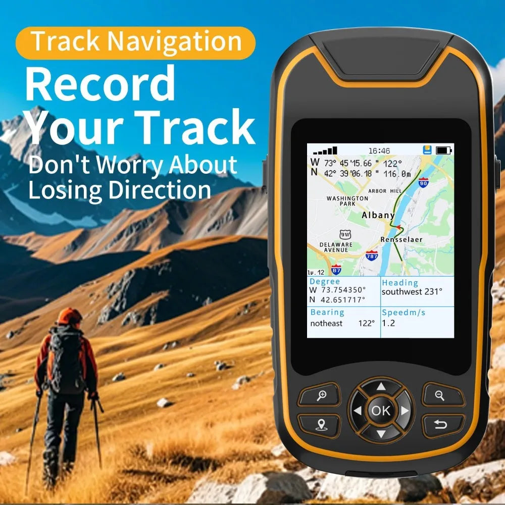 A8 Handheld GPS for Hiking, Rugged and Waterproof Handheld GPS Navigator, 3.2" Sunlight Readable Screen