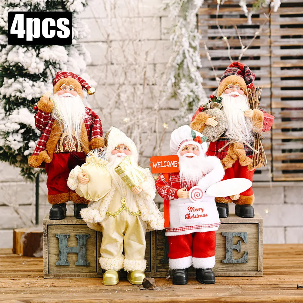 Santa Claus Plush Doll 30cm Christmas Home Decor Gift Set 1 to 4