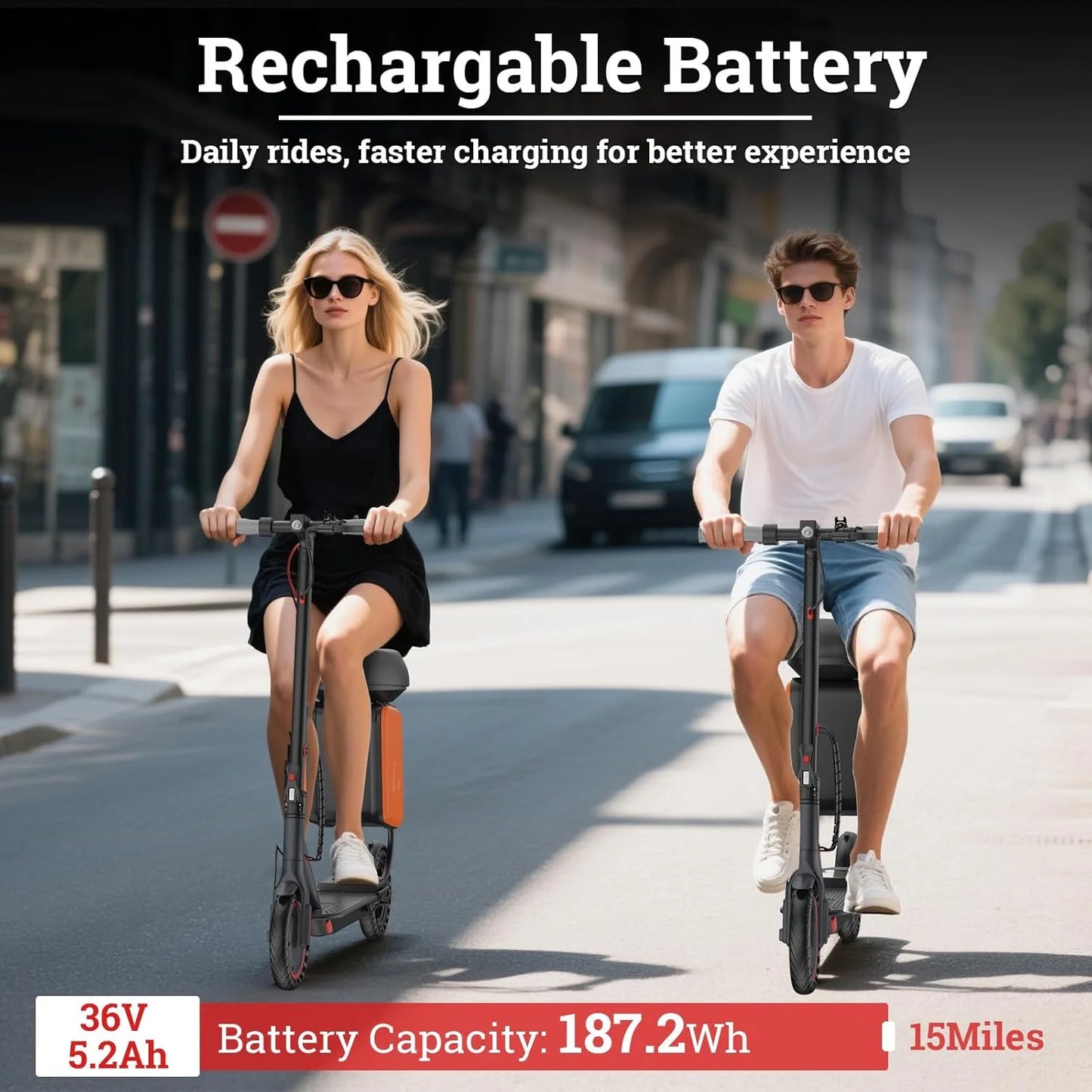 Ladped Electric Scooter With Seat 36V 350W Foldable Cruiser