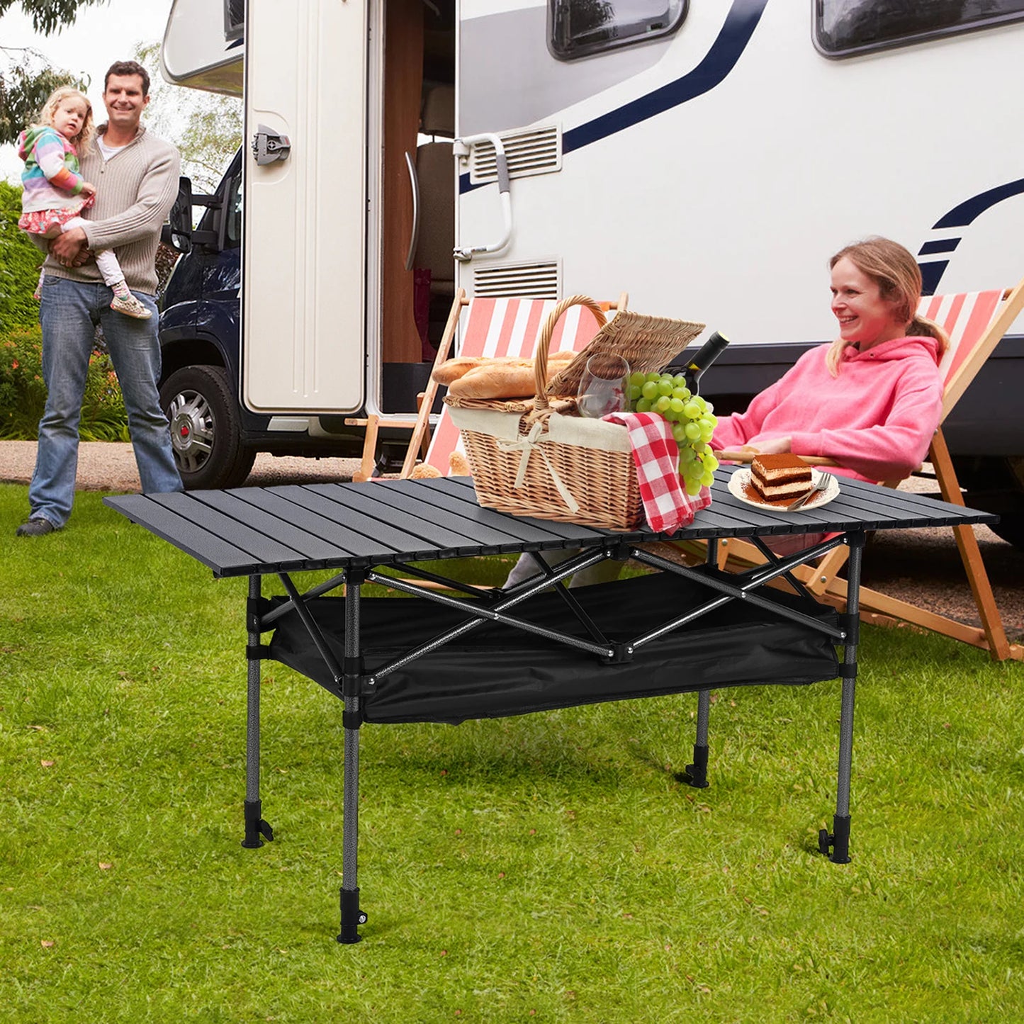 Outdoor Folding Aluminum Table Portable With Carrying Bag For Camping Picnics