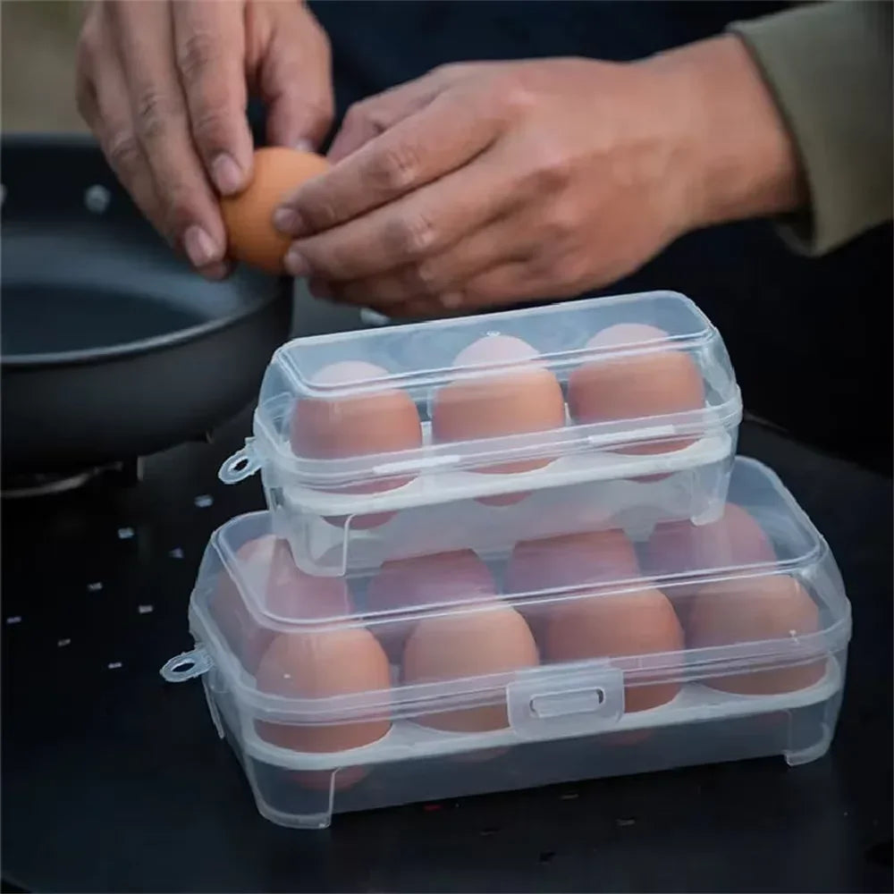 Portable Eggs Box Case Shockproof Egg Holder Kitchen Container Transparent Organizer For Outdoor Camping Picnic