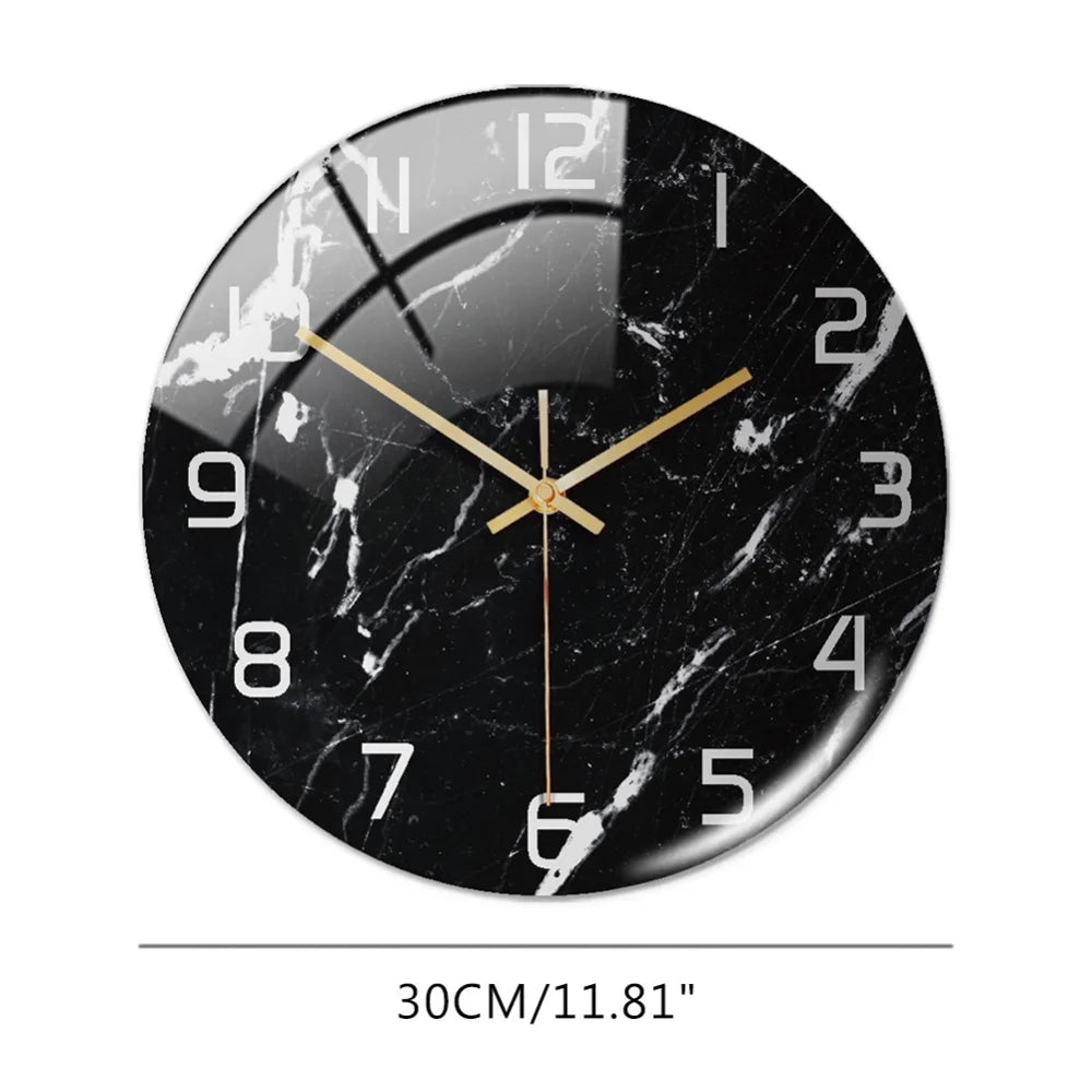 Luxury 3D Acrylic Black Gold Marble Wall Adhesive Clock